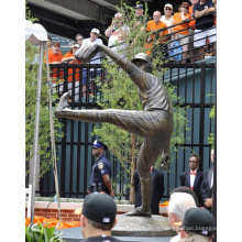 extérieur jardin décoration métal artisanat bronze jouer baseball statue